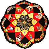 Antique Pictorial Table Rug, circa 1860