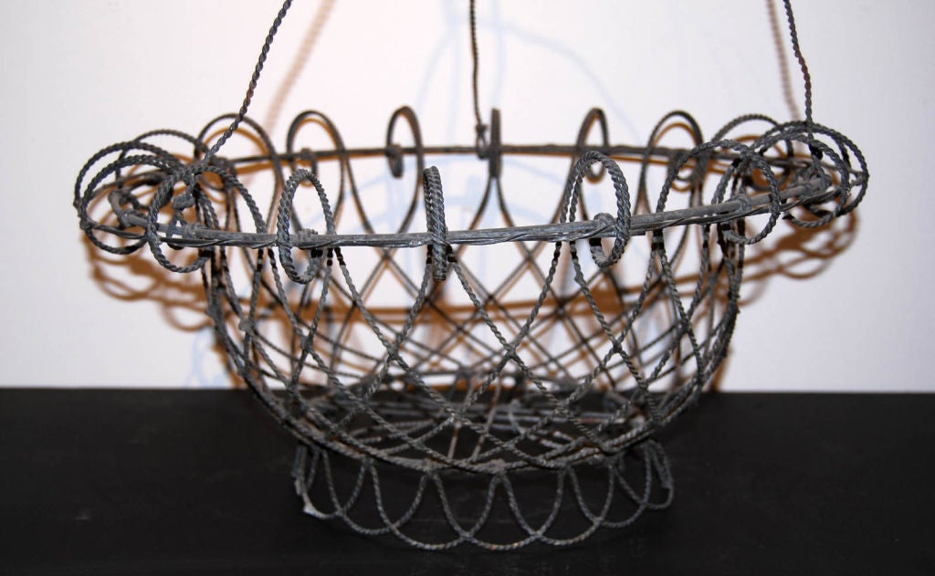 Late 19th Century Pair of Wire Hanging Baskets