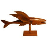 Early 20th Century Carved Wood Flying Fish
