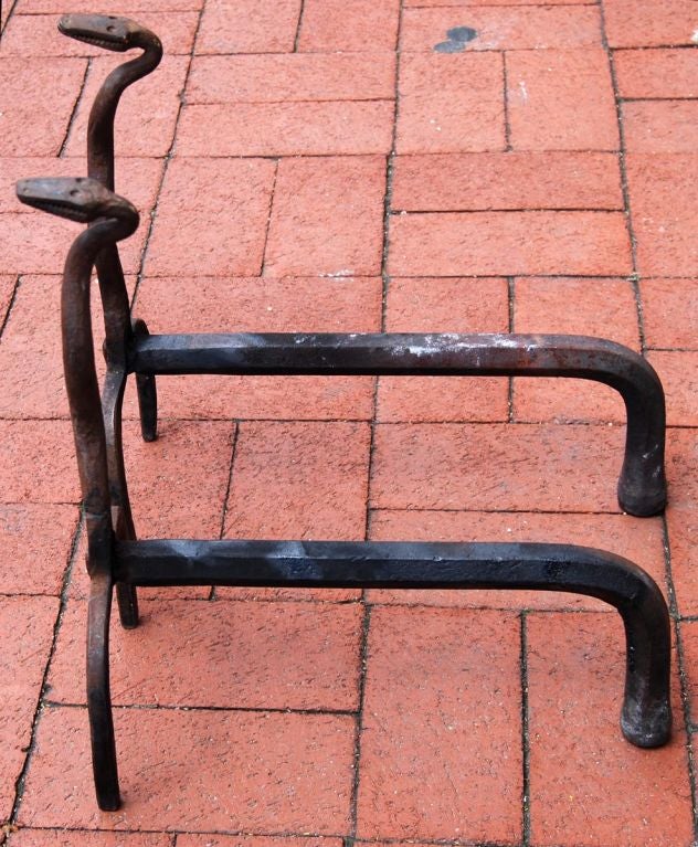 Mid 19th Century Snake Andirons In Excellent Condition In Philadelphia, PA
