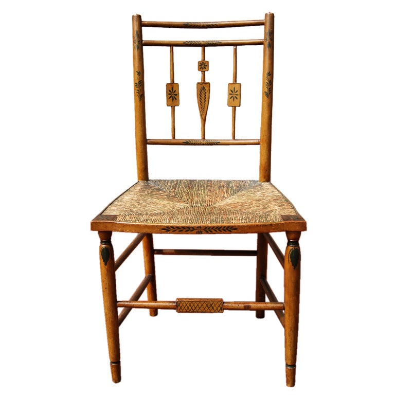 Early 19th Century Paint Decorated Side Chair For Sale
