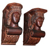 Pair of Carved Mahogany Corbels, circa 1940