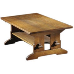 Large American Arts & Crafts  Oak Trestle Table by L&JG Stickley