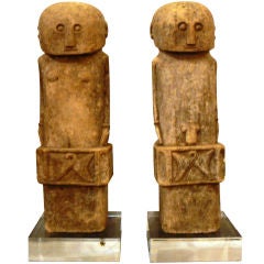 Unique carved male and female stone figures