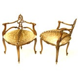 Pair of french roccoco style corner chairs