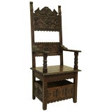 Carved high back Spanish Rennaissance style chair