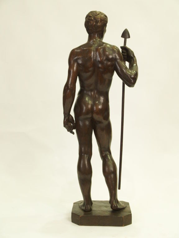 Swiss Carved figure of standing male by Wolfgang Grau