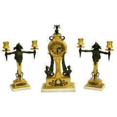 Napoleon III style 3 piece mantel clock set
