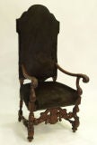 Antique Tall high-back armed hall chair