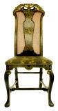 Six George I black and gilt-Japanned dining-chairs.