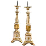 A Pair Of Italian Neoclassical Carved Giltwood Candlesticks