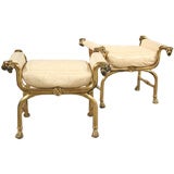 Pair of Regency Style Brass Benches