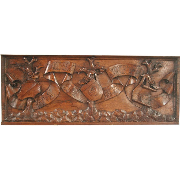Carved Wood Panel For Sale