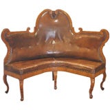 Antique Angled  Leather Settees