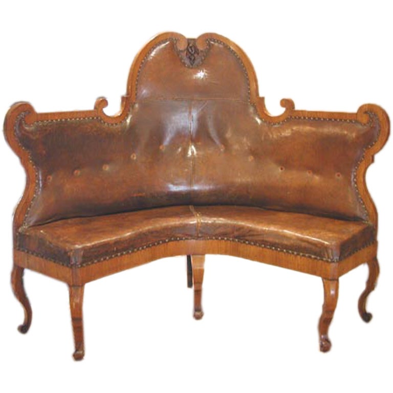 Angled Leather Settees For Sale at 1stDibs