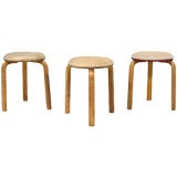 Alvar Aalto stools, set of 3, 1950's Denmark