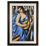 Vintage Tamara De Lempicka "Femme Blue a la Guitare", serigraph, USA 199
