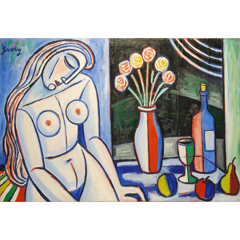 Tibor Jankay Still Life with Nude Painting For Sale