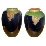 Pair of Ceramic Hummingbird Urns by Stan Bitters