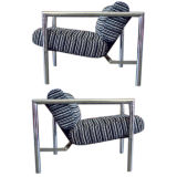 Pair of Sleek !970's Low Back Club Chairs by Jonathan Ginat