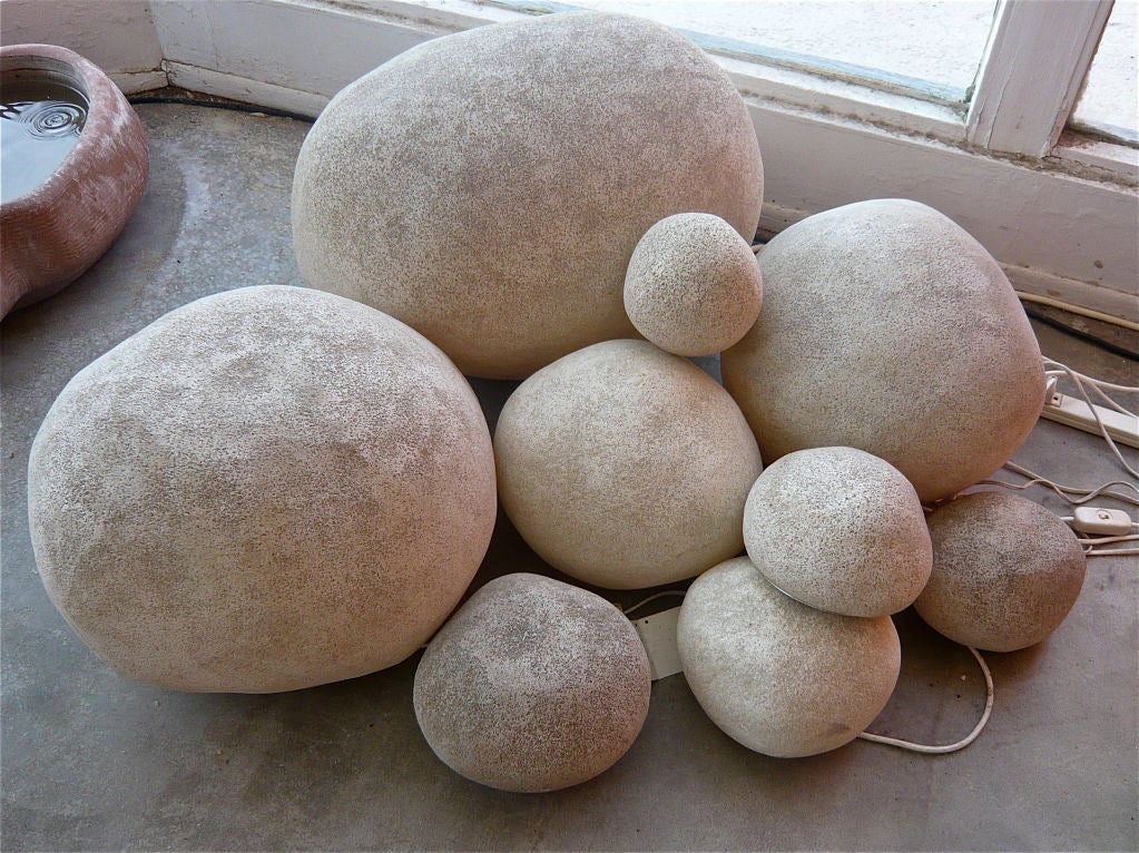 Group of 9 "Moon Rock" lamps by Andre Cazenave