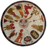 Vintage Zodiac Hooked Rug/Astrology Wallhanging