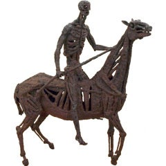 Original Abstract Metal Sculpture of Horse and Rider
