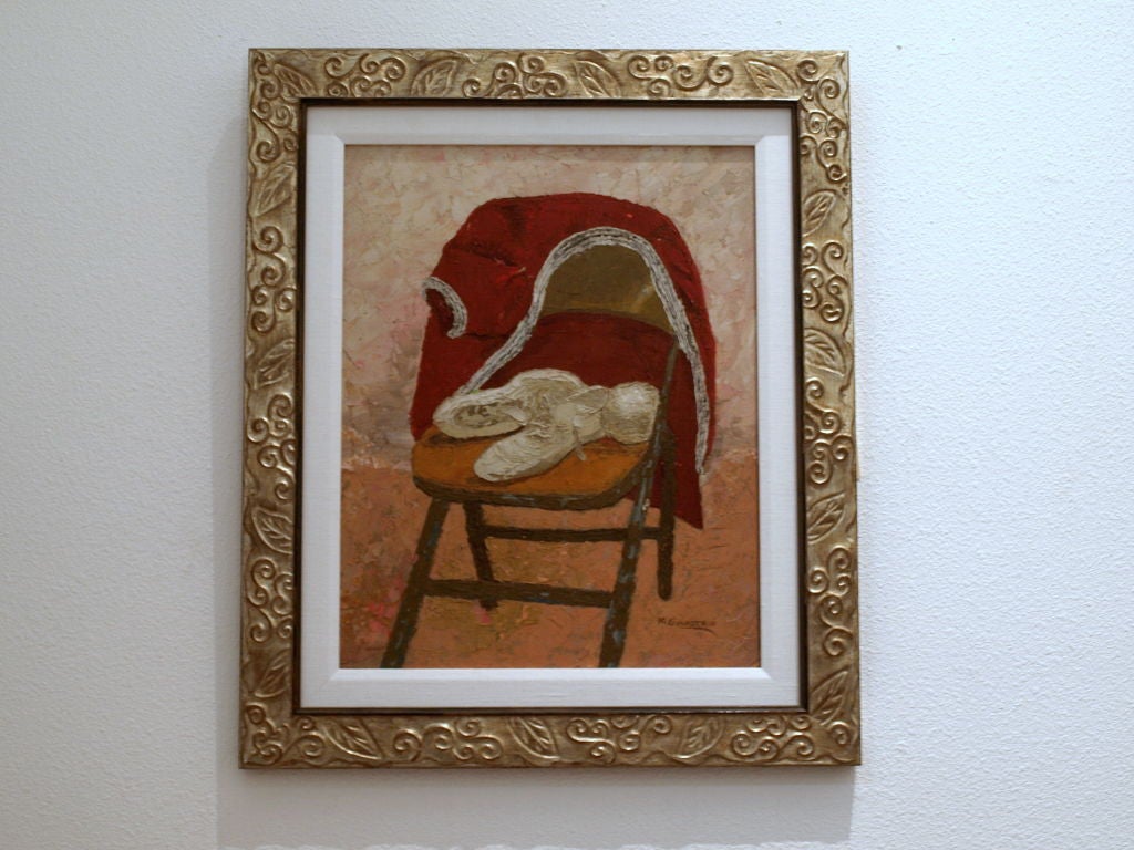 Original Oil Painting of Ballet Slippers In Excellent Condition For Sale In Cathedral City, CA
