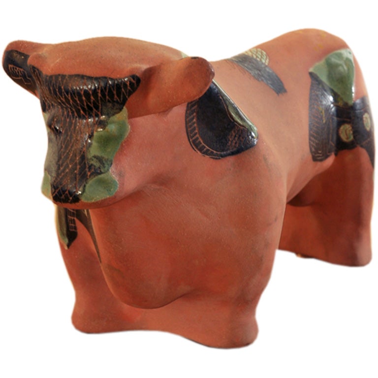 Mid-Century Ceramic Bull by Artist Marianna Von Allesch For Sale