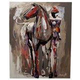 Original Oil Painting of a Horse and Harlequin