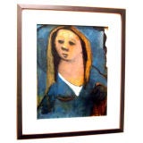 Antique Original Oil Painting of an Abstract Female Portrait