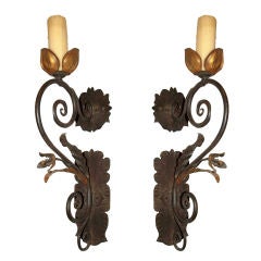 Pair of Antique Gilt Metal Wall Sconces