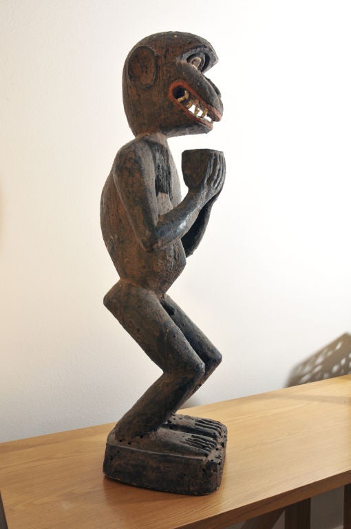 hand carved wooden monkey