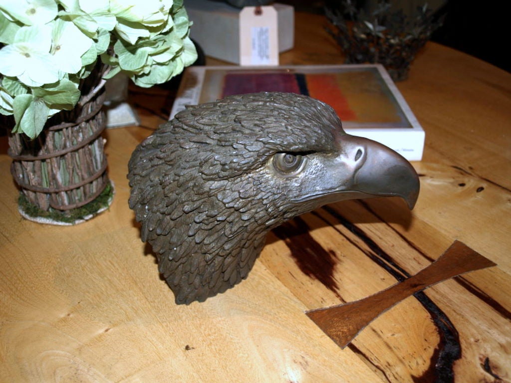 Impressive Bronze Eagle Head Sculpture at 1stDibs