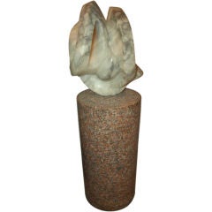Impressive Abstract Sculpture of Marble on a Granite Base.