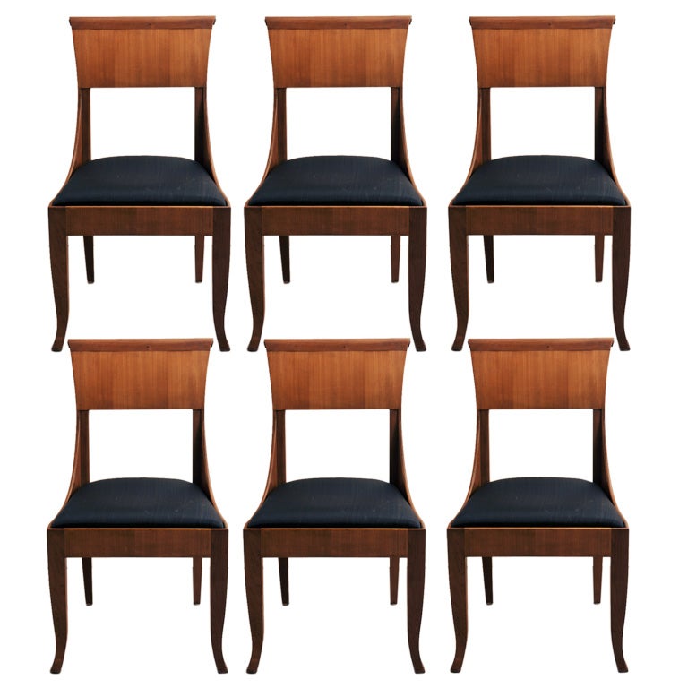 Set of Six Biedermeier Style Dining Chairs