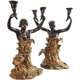 Pair of French Art Nouveau Figural Candelabrum