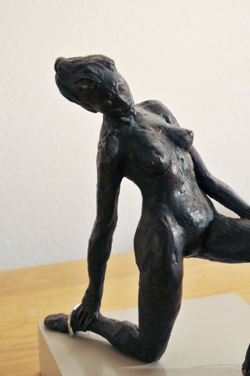 Cast Bronze Figure of a Female with a rich bronze patina. It is titled: 