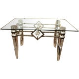 Vintage Lucite & Steel Art Deco Style Table