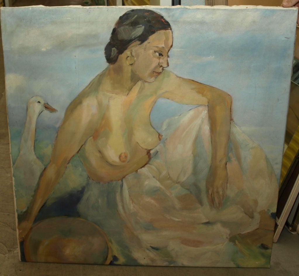 Oil Painting with Double-Sided Portraits For Sale