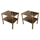 Pair of French Brass and Glass Side Tables
