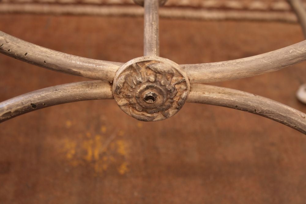 Pair of French Curule Stools in Wrought Iron 1