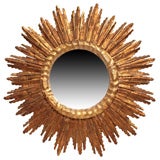 Gold Leafed Wood Spanish Sunburst Mirror
