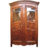French Louis XV Burled Ash and Walnut Armoire