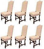 Set of Six French Louis XIV Solid Oak Chairs