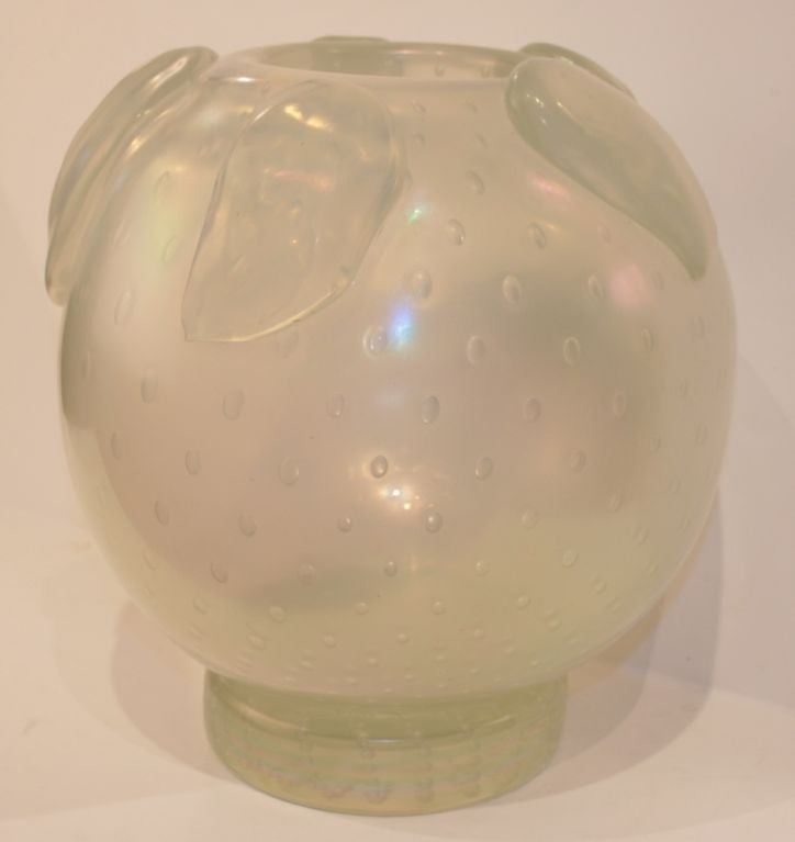 Lovely Italian vintage hand blown Murano opalescent glass vase. Attributed to Seguso Viro.