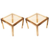 Pair of Italian Chrome and Brass Side Tables