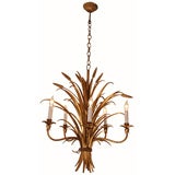 French Gold Leafed Tole and Iron Chandelier