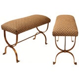 Pair of Gold Leafed Spanish Iron Benches Antique Pair of Gold Leafed Spanish Iron Benches