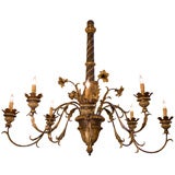 Early 1900's Hand-Painted Wood and Iron Chandelier